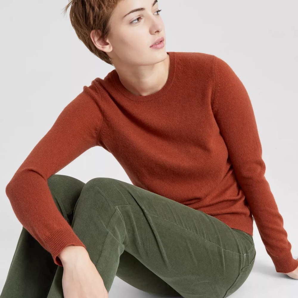 Charter Club 100% Cashmere Women's Long-Sleeve Crewneck Sweater Bronze Pecan